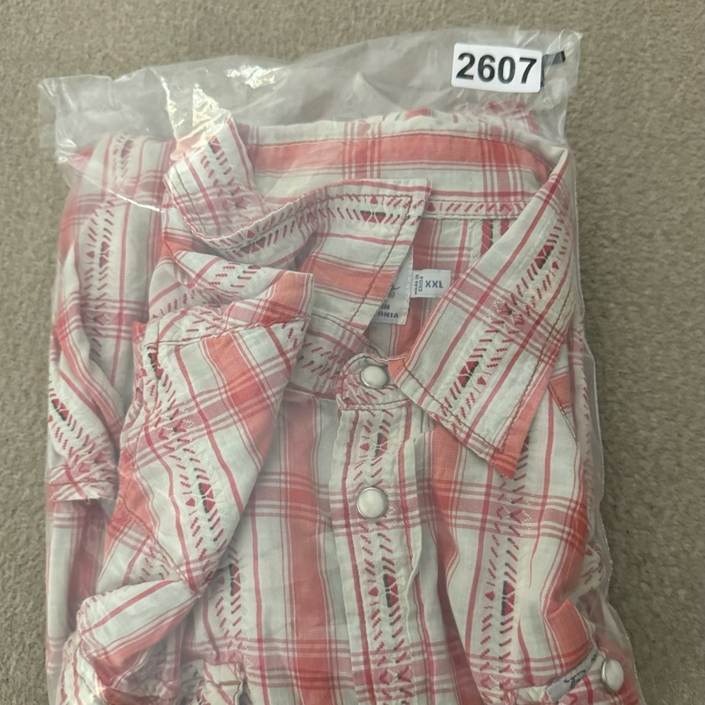 True Religion Western Shirt Men’s XXL 100% Cotton Long Sleeve White Red Pink - Picture 10 of 10